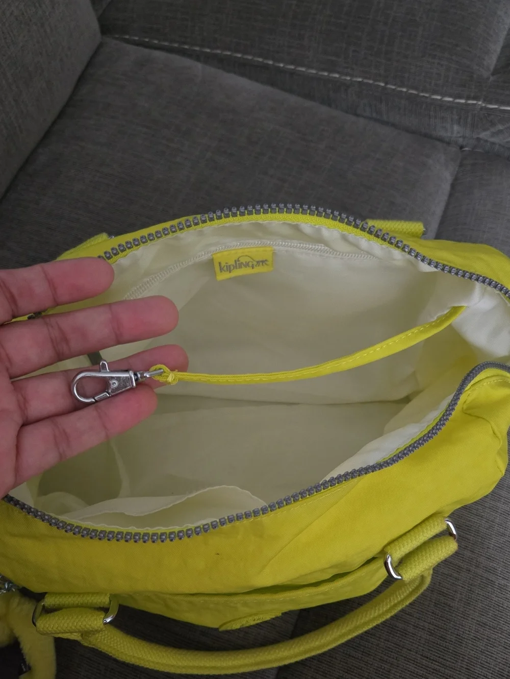 Kipling Yellow Satchel with Monkey Keychain